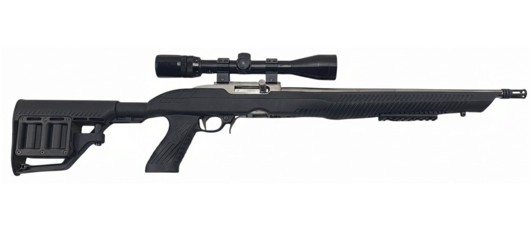 RUGER OCCASION - CARABINE SEMI-AUTO RUGER 10/22 INOX CUSTOM FILETÉE CAL.22LR + LUNETTE BUSHNELL 3-9x40