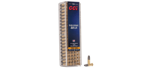 BOITE DE 100 CARTOUCHES CCI SUBSONIC HP CAL.22LR 40GR