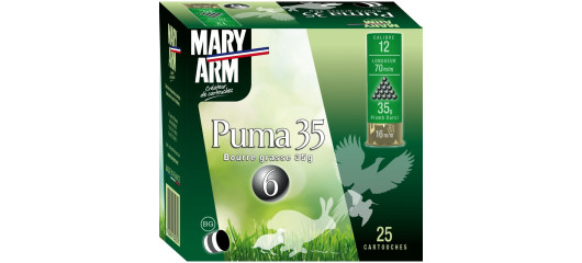 BOITE DE 25 CARTOUCHES MARY ARM PUMA 35G BOURRE GRASSE CAL.12/70 PLOMB 8