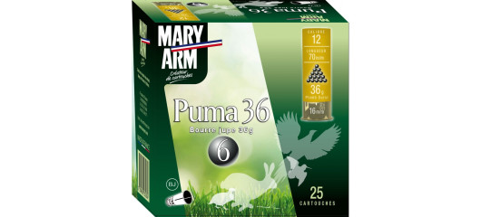 BOITE DE 25 CARTOUCHES MARY ARM PUMA 36G BOURRE JUPE CAL.12/70 PLOMB 7.5