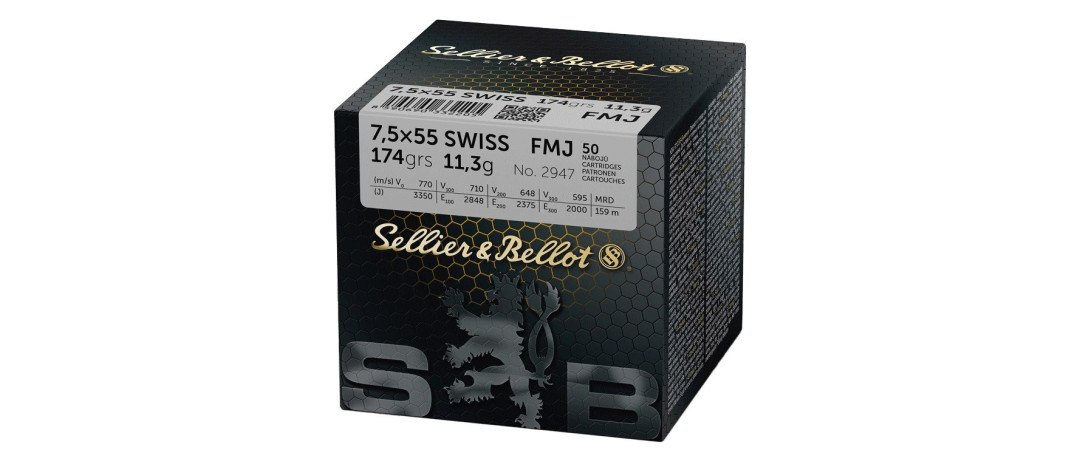 BOITE DE 50 CARTOUCHES SELLIER BELLOT CAL. 7.5x55 SWISS FMJ 174GRS